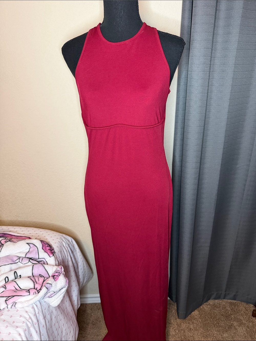 Sleeveless Burgundy open back Tank Maxi Dress